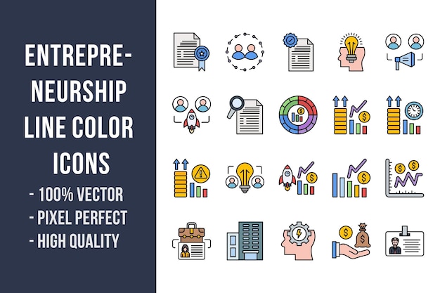Icone di colore della linea di imprenditorialità