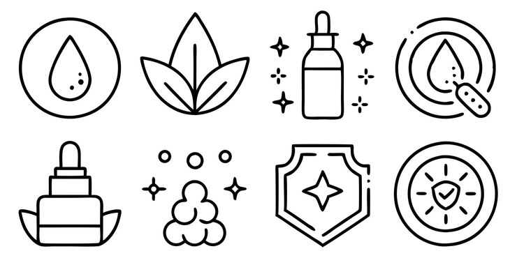 Icone di contorno di ictus ipoallergenico, privo di crudeltà e dermatologicamente testate, isolate