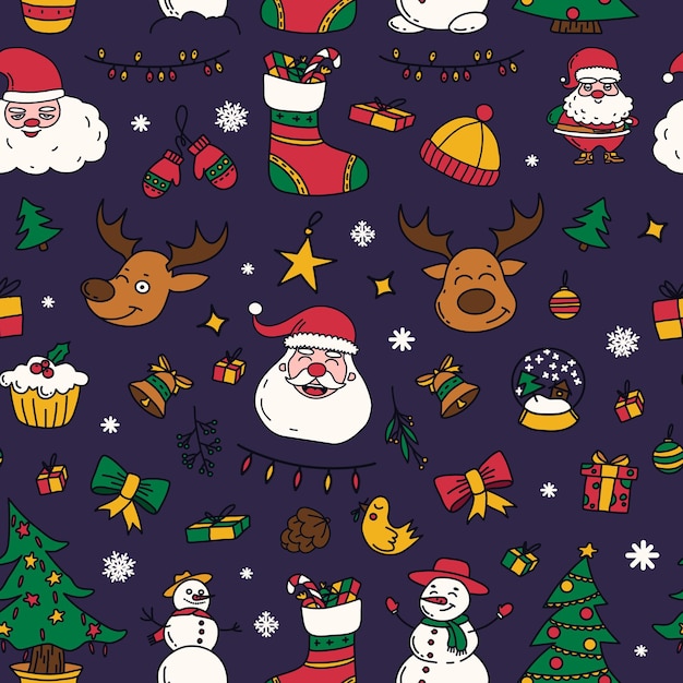 icone di disegni di capodanno grande set di grafiche clipart festive Natale seamless
