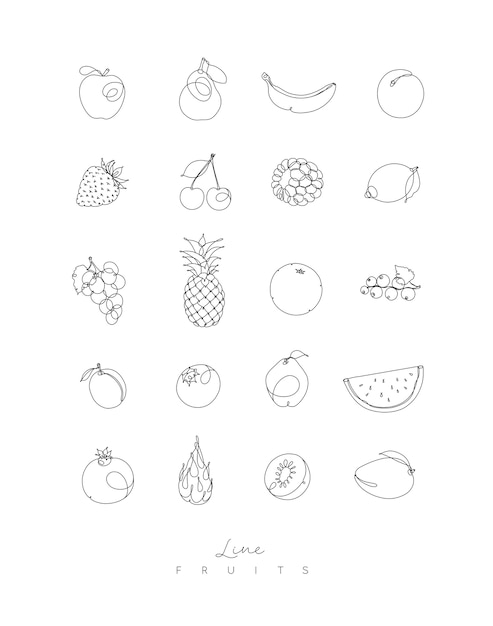 Icone di frutta linea penna