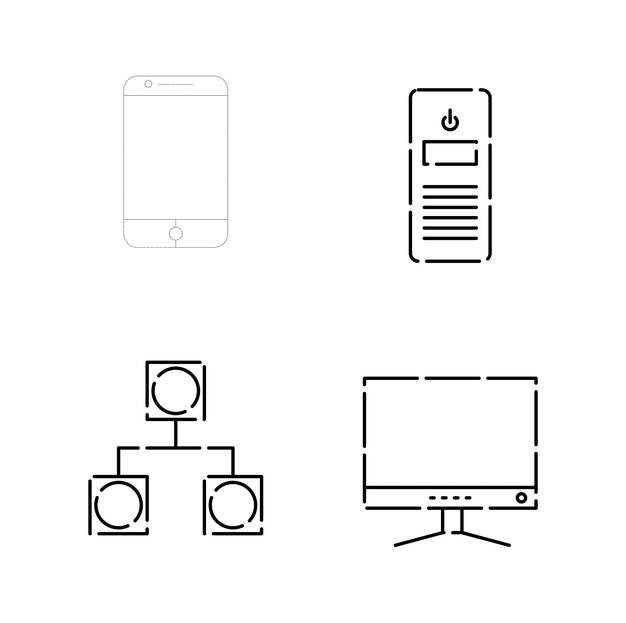 Icone di linea di intelligenza artificiale Set di icone di tecnologia AI per app e web Vector
