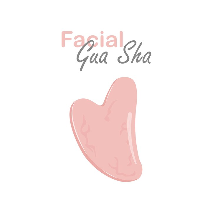 Icone di massaggio Gua sha Strumento facciale in giada Illustrazione vettoriale in uno stile piatto alla moda isolato