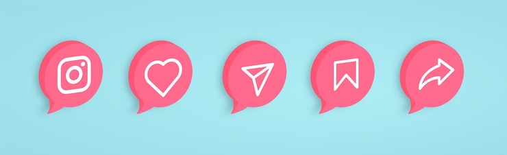 Vettore icone di notifica instagram a cerchio rotondo 3d come salvare l'icona di condivisione del messaggio diretto