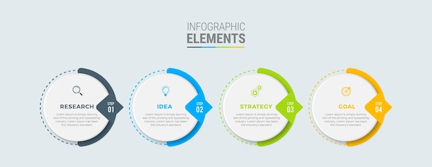 Icone di progettazione del modello infografico aziendale 4 opzioni o passaggi