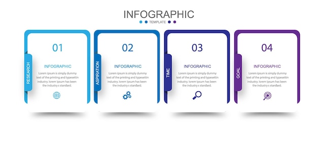 Icone di progettazione infographic di affari 4 opzioni o passaggi
