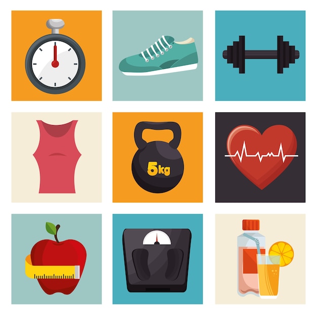 icone di raccolta fitness sport attrezzature