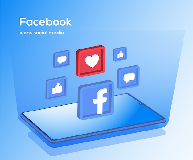 Icone di social media di Facebook con il simbolo dello smartphone
