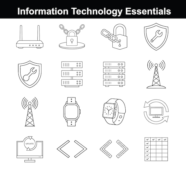 Icone essenziali della tecnologia dell'informazione