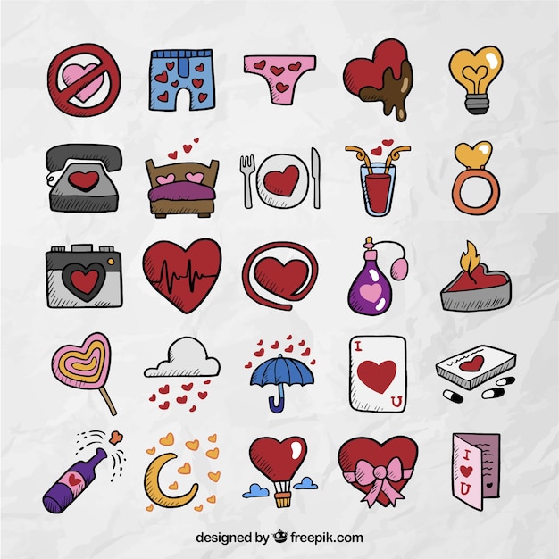 Icone giorno disegnata a mano di San Valentino