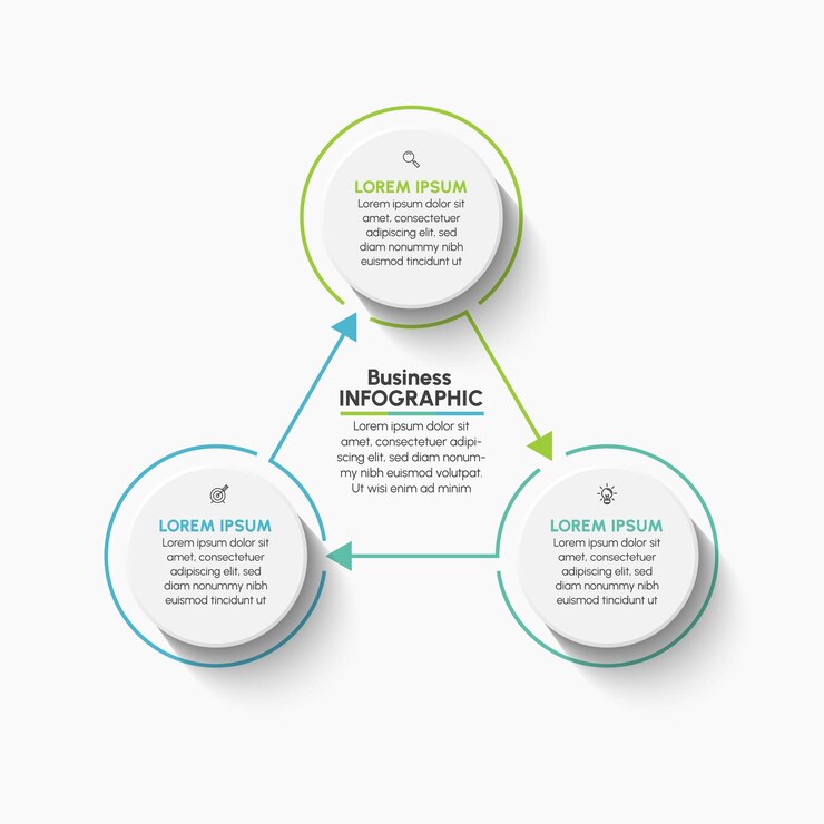 Icone infographic di cronologia di visualizzazione dei dati aziendali progettate per il modello di sfondo astratto