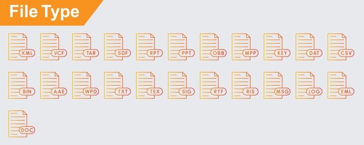 Vettore icone vettoriali di tipo file