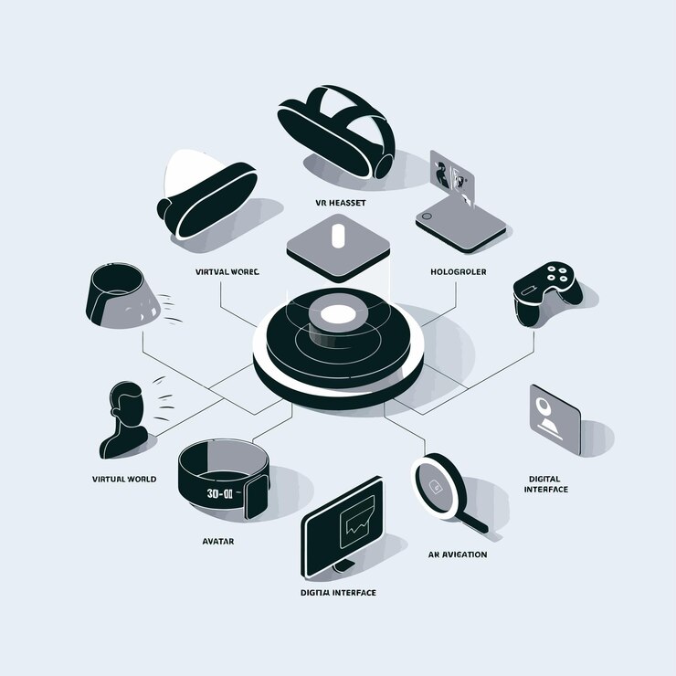 Vettore icone vettoriali infografica che illustra vr e realtà mista vr headset icon