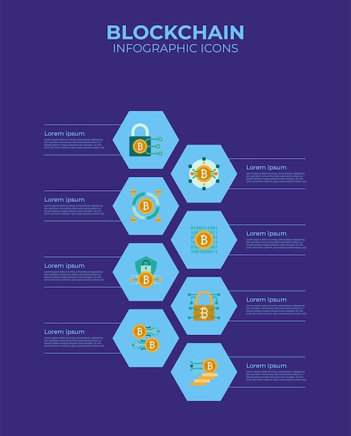 Icone vettoriali infografiche blockchain