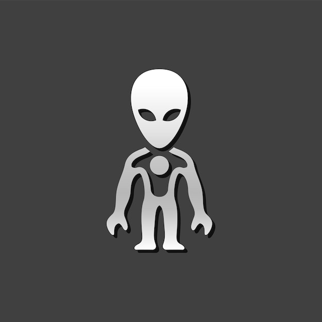 Iconica aliena in stile grigio metallico Spazio esterno extraterrestre