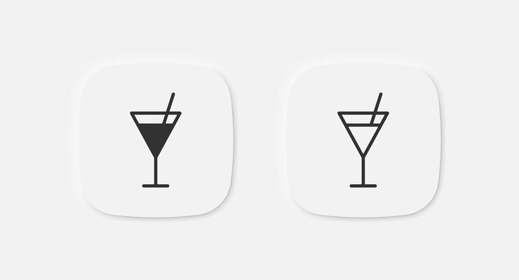 Vettore iconica del bicchiere da cocktail segno della tazza per bevande alcoliche simbolo della festa del bar segno isolato vettoriale