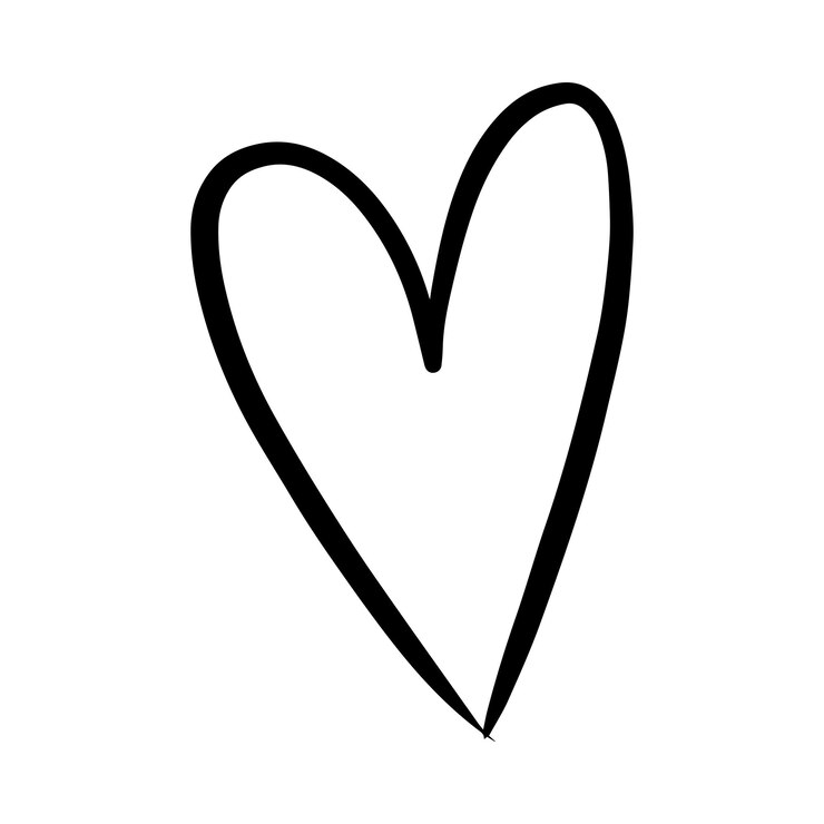 Vettore iconica del cuore, elemento disegnato a mano dell'amore e dell'illustrazione artistica romantica.