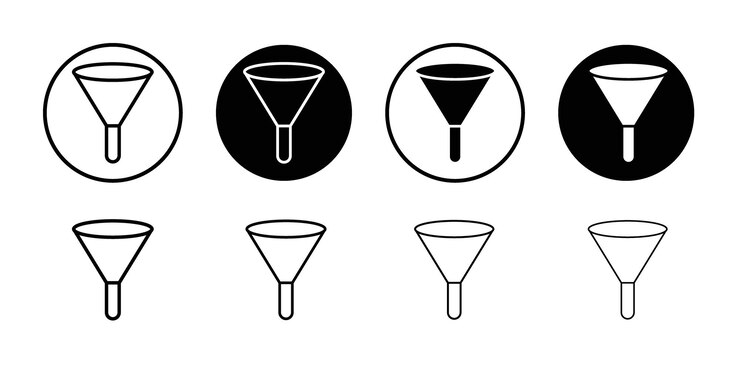 Vettore iconica del filtro logo vettoriale a contorno semplice