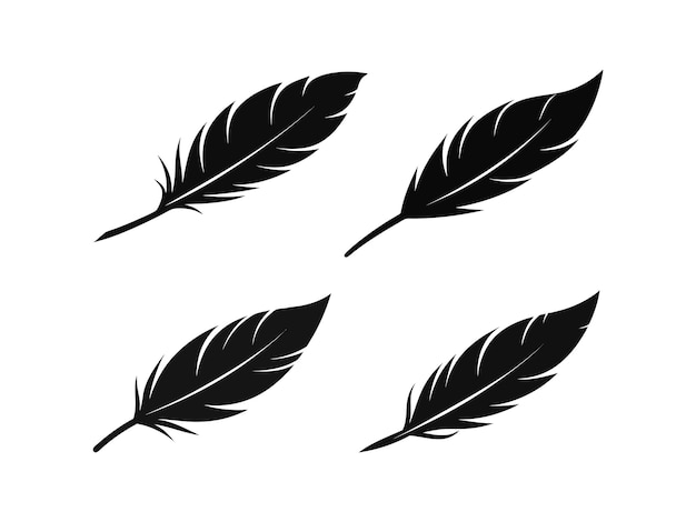 Iconica del logo Vector Black and White Fluffy Feather