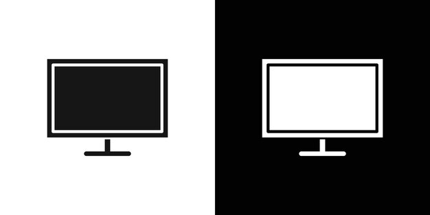 Iconica del monitor del computer Illustrazione piatta a linea sottile