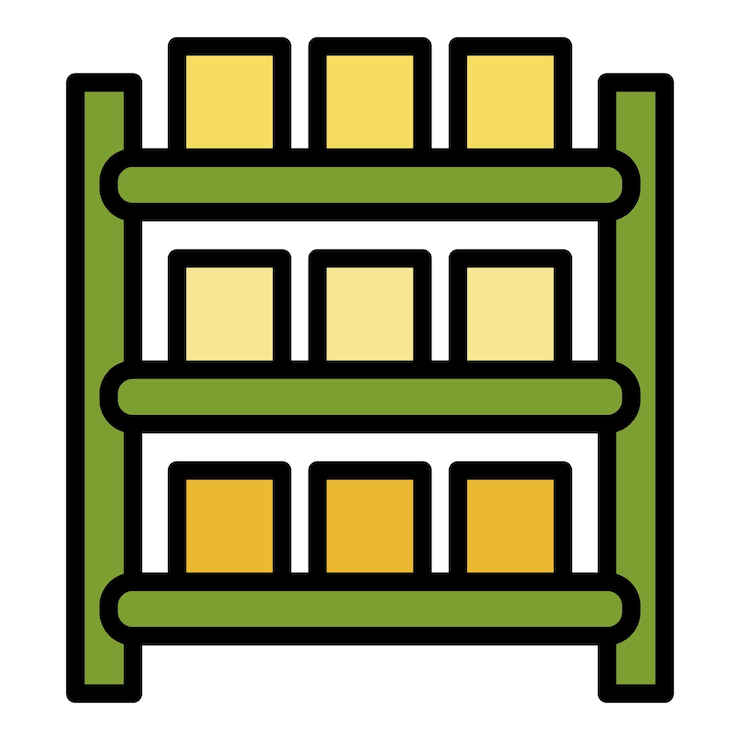 Vettore iconica del rack dei pacchi del magazzino contorno dell'icona vettoriale del rack delle pacchi del warehouse colore piatto isolato