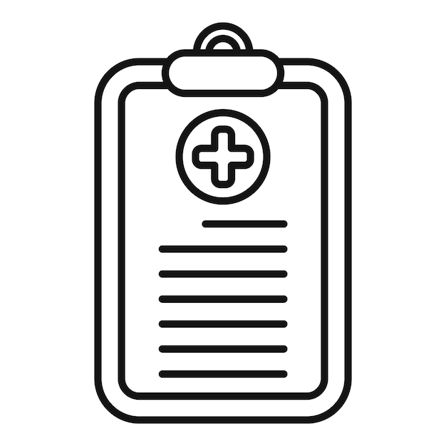 Iconica del rapporto medico che mostra i dati del paziente con il simbolo della croce