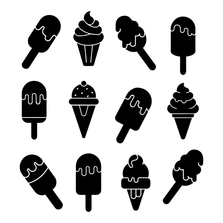 Vettore iconica del set di outline del gelato