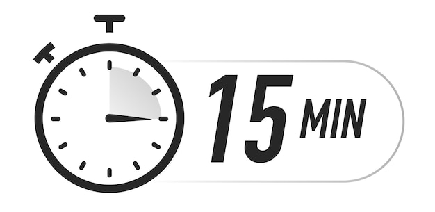 Iconica del timer 15 minuti vettorio colore nero