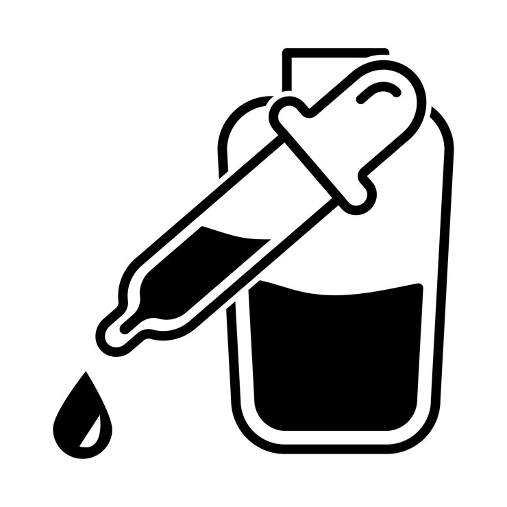 Vettore iconica del vettore del siero segno dell'olio per il viso gocciola con illustrazione della bottiglia simbolo dell'olio essenziale cura del viso