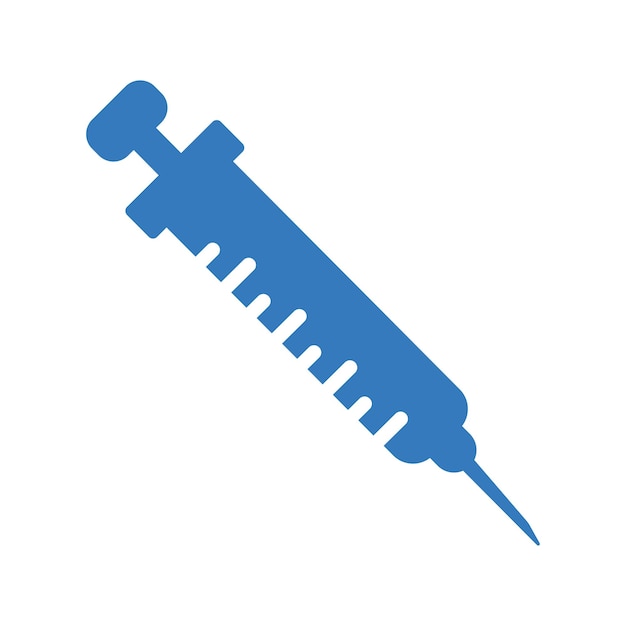 Iconica dell'ago della siringa per farmaci Disegno a colori blu