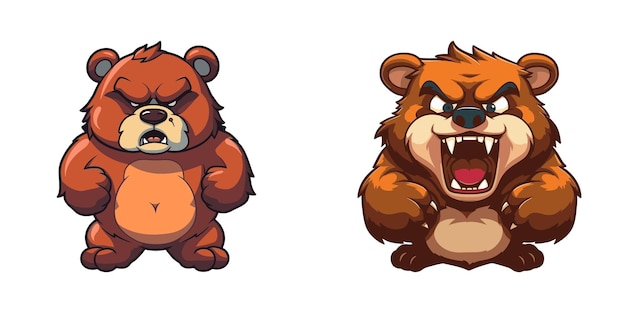 Iconica dell'orso arrabbiato Illustrazione vettoriale dei cartoni animati