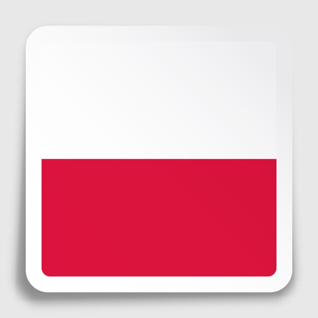 Iconica della bandiera della Polonia su adesivo quadrato di carta con ombra Bottone per applicazione mobile o web Vettore
