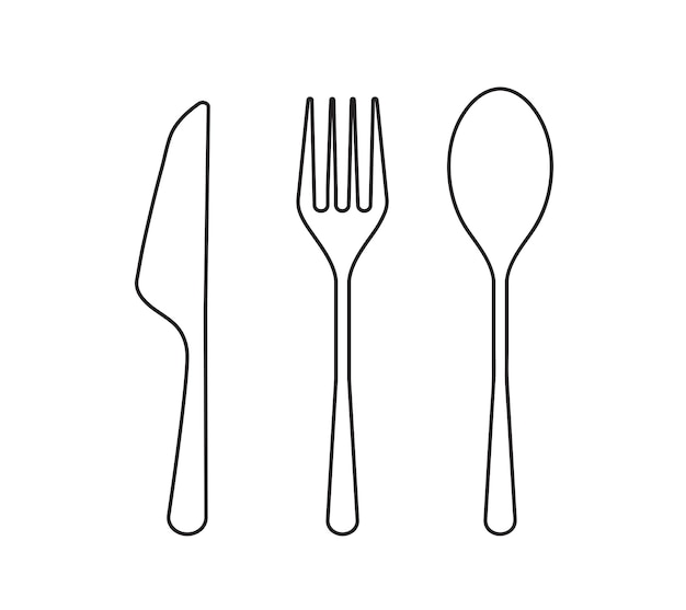 Iconica della forchetta e del cucchiaio iconica del coltello iconica del set di posate iconica del menu iconica del ristorante