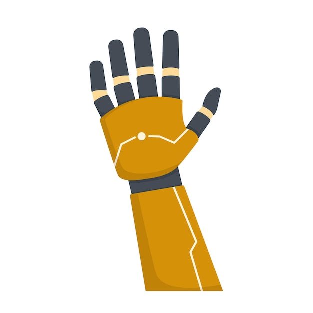 Iconica della mano del robot Illustrazione piatta dell'icona vettoriale della mano del robotico per l'intelligenza artificiale web