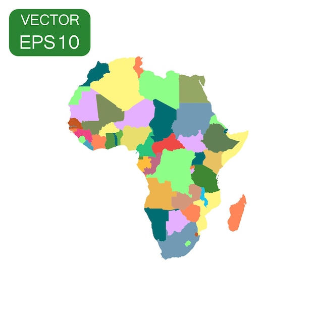 Iconica della mappa dell'Africa Concetto di cartografia aziendale Pittogramma africano Illustrazione vettoriale su sfondo bianco