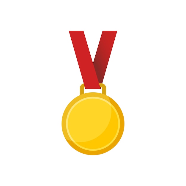 Iconica della medaglia d'oro in stile piatto Illustrazione vettoriale del premio del trofeo su uno sfondo isolato Concetto aziendale del segno vincitore