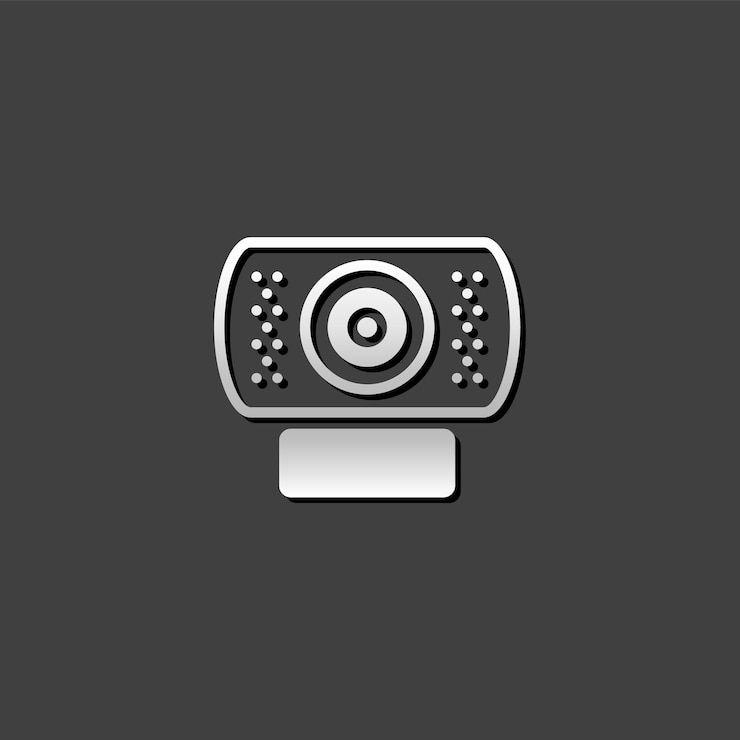 Vettore iconica della webcam in stile grigio metallico connessione internet del computer