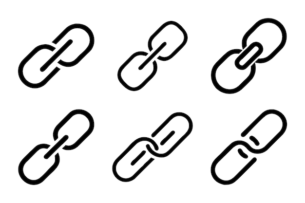 Iconica di collegamento impostata in stile line art