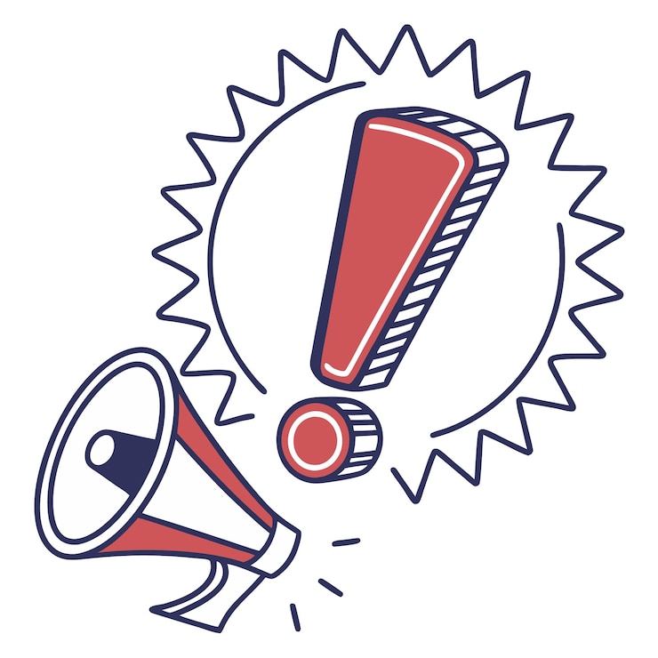 Vettore iconica di esclamazione illustrazione del segno di attenzione in stile doodle