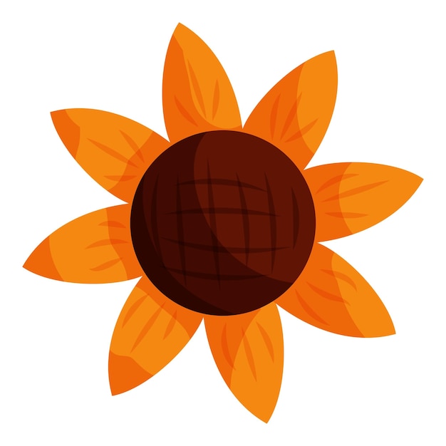 Iconica di fiore di sole in stile cartone animato isolata su sfondo bianco Illustrazione vettoriale del simbolo della pianta