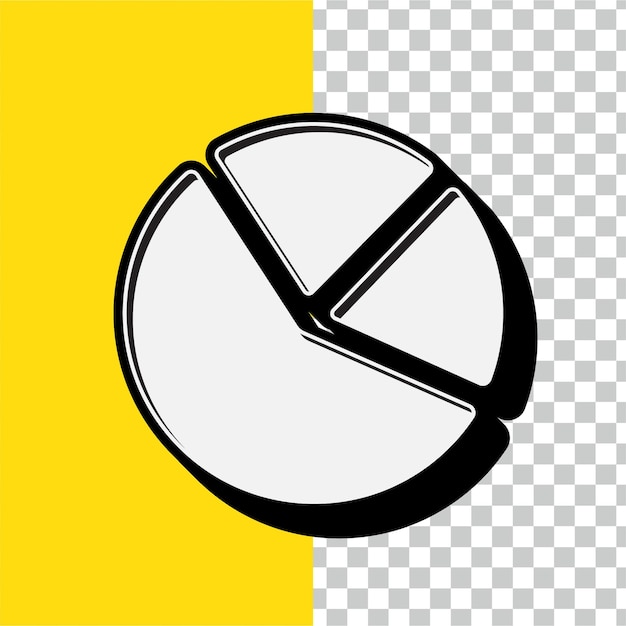 Iconica di grafico a torta bianca in stile retro con sfondo giallo modificabile