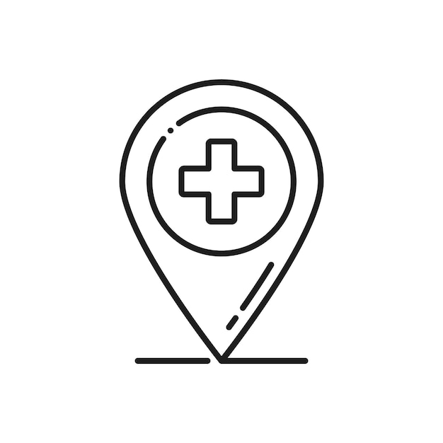 Iconica di linea sottile di farmacia e clinica medica