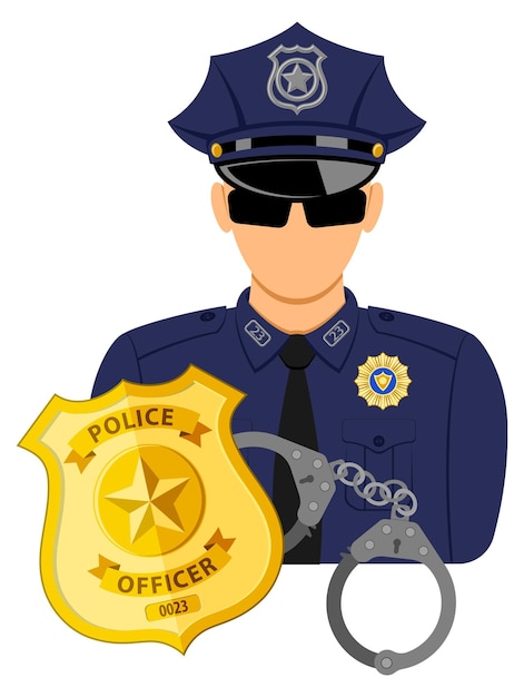 Iconica di poliziotto con distintivo