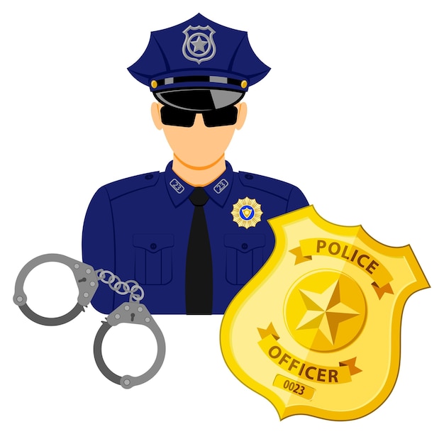 Iconica di poliziotto con distintivo