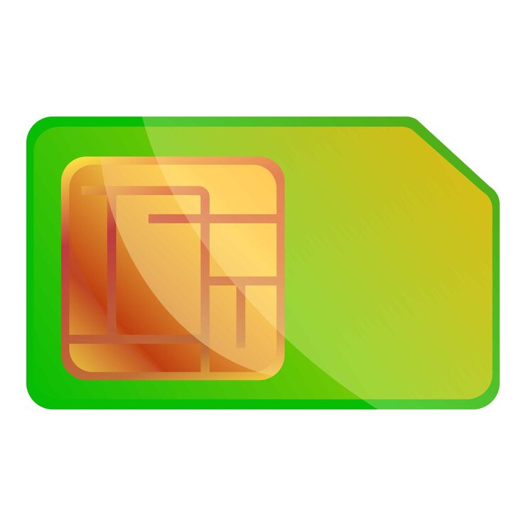 Vettore iconica di scheda sim verde caricatura di icona vettoriale di scheda sim verde per il web design isolata su sfondo bianco