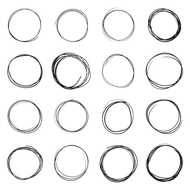 Iconica di schizzo a linea circolare in stile disegnato a mano Illustrazione vettoriale circolare scarabocchiata su sfondo isolato Segno aziendale a matita o penna a bolla