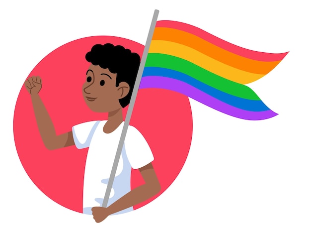 Iconica di una persona che tiene in mano la bandiera dell'arcobaleno