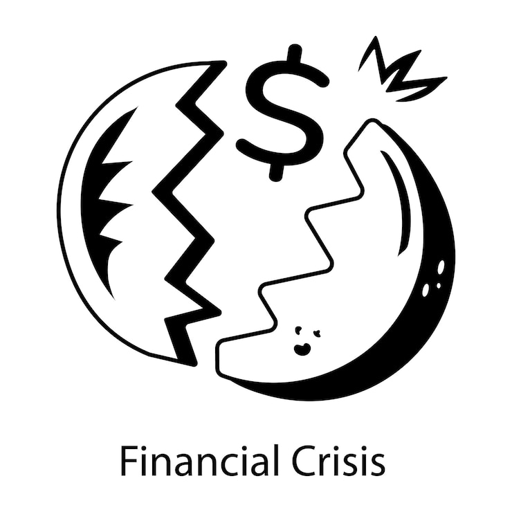 Vettore iconica disegnata a mano modificabile della crisi finanziaria