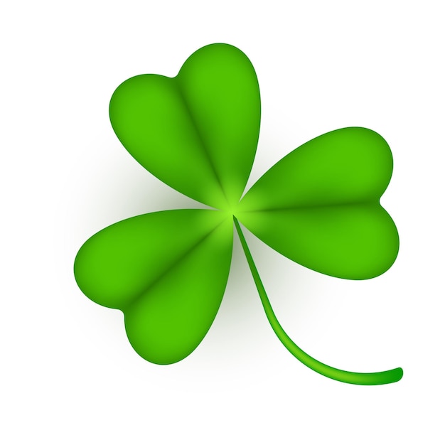 Iconica realistica del trifoglio, trifoglio a tre foglie, logo, adesivo floreale verde