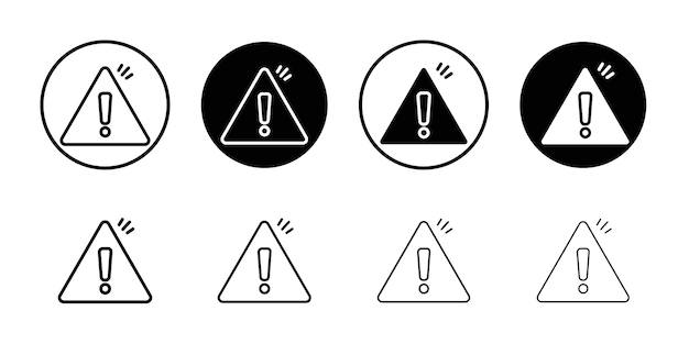 Iconica triangolare di avvertimento piatta e semplice progettazione del set