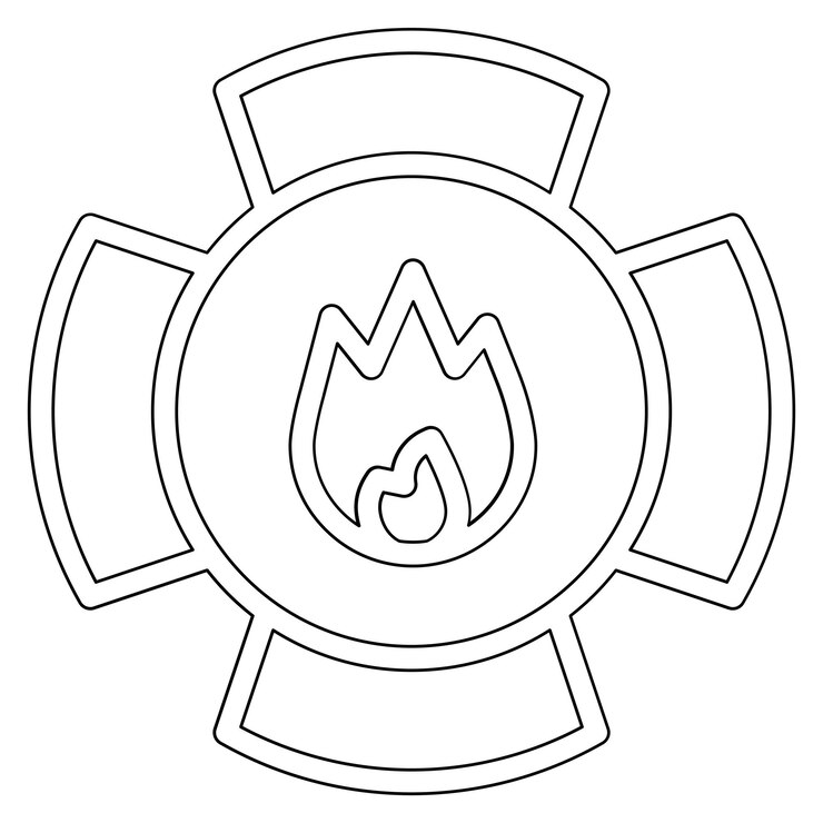 Vettore iconica vettoriale del distintivo dei vigili del fuoco